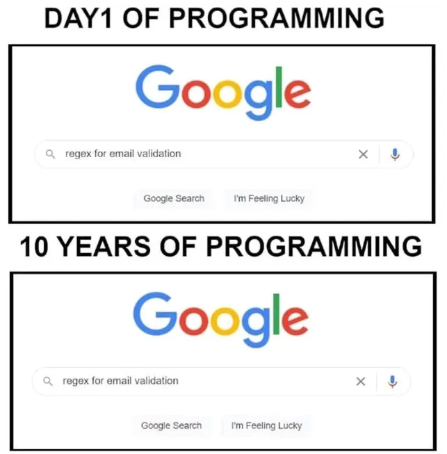 Google Search: Day 1 vs Year 10 - The Regex Time Loop
