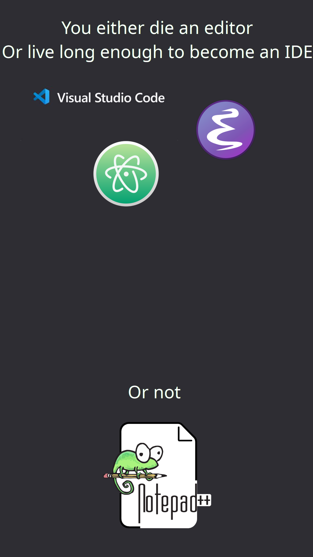 You Either Die A Text Editor Or Live Long Enough To Become Notepad++"