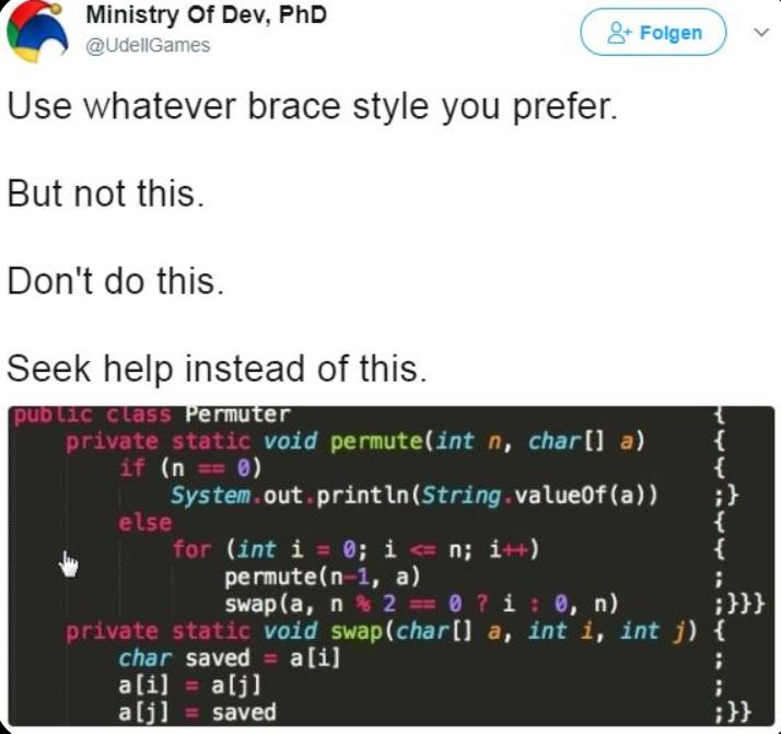 Use Whatever Brace Style You Prefer