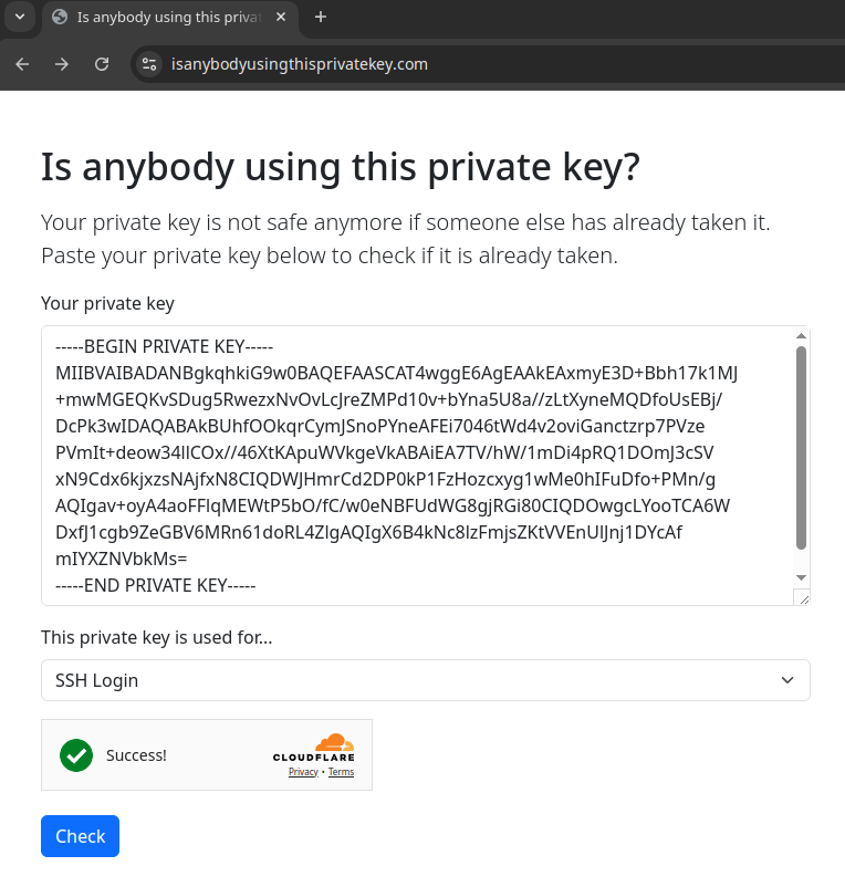 Check Whether Your Private Key Is Used