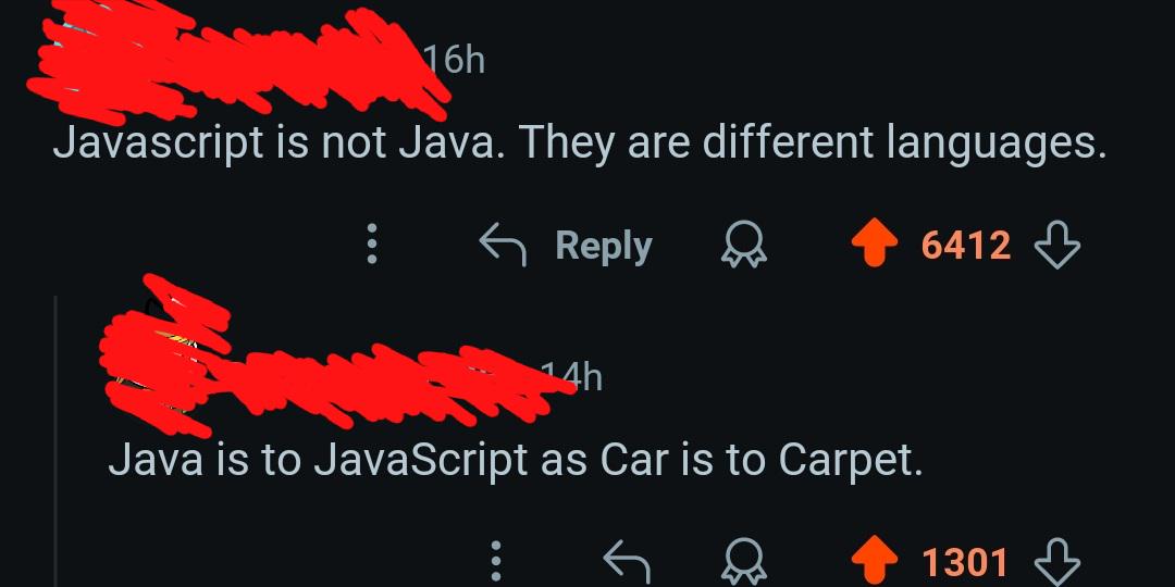 Java Is To JavaScript As Car Is To Carpet