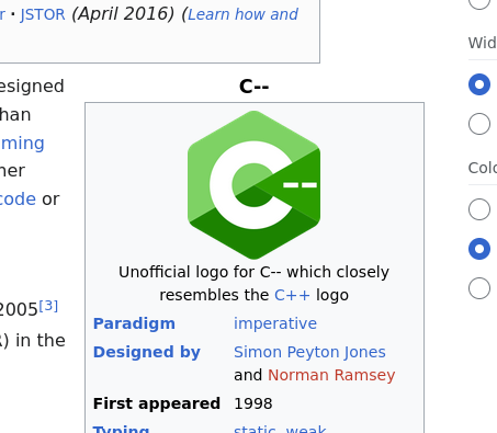 Uhh... What? The Mythical C-- Language