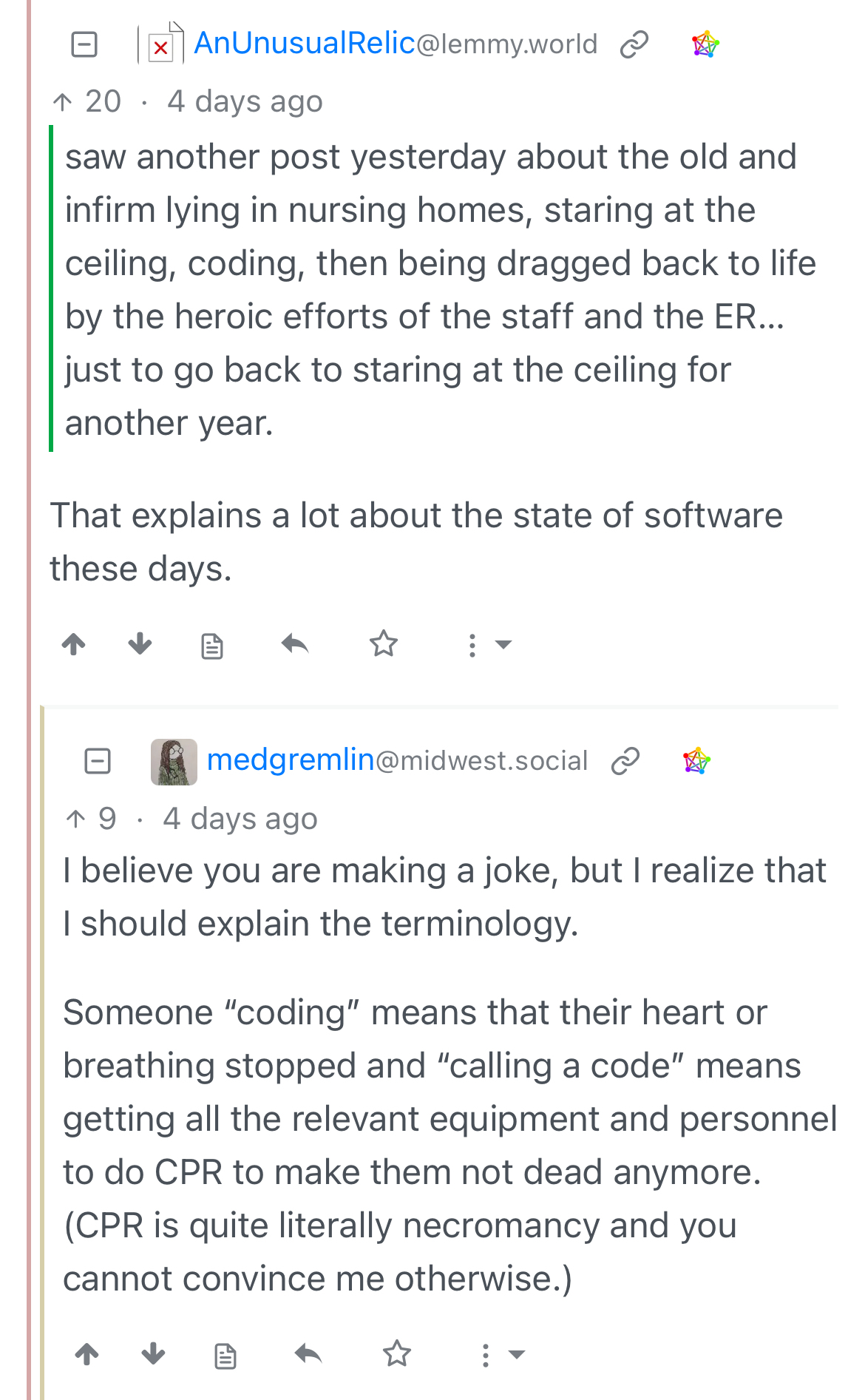 Code Blue: The Necromancy Of Software Maintenance