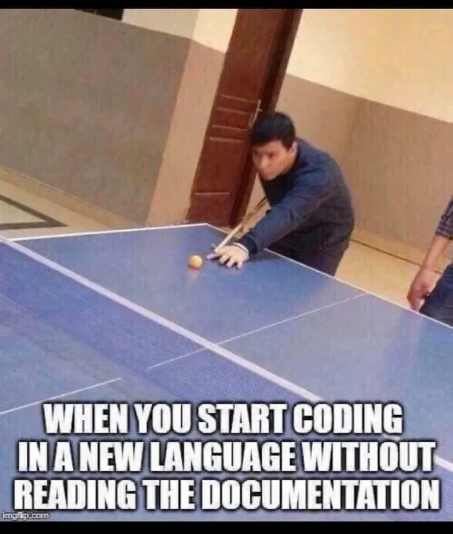 When You Start Coding In A New Language Without Reading The Documentation