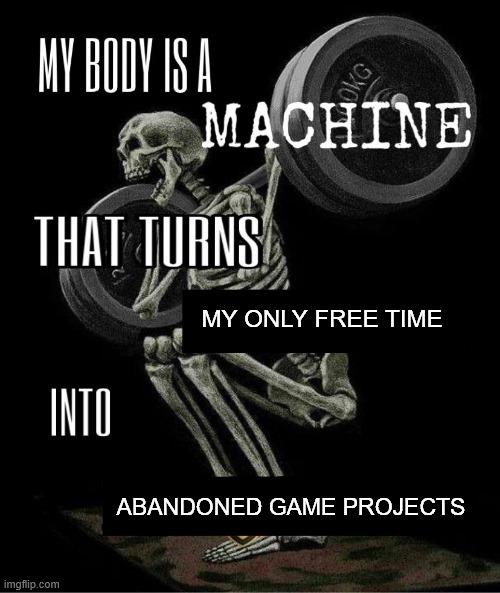 My Body Is A Machine That Turns Free Time Into Abandoned Game Projects