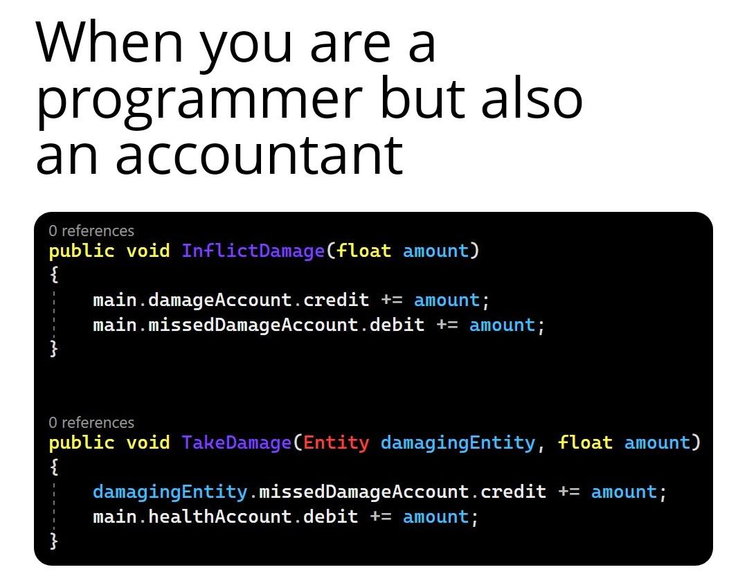Programmer X Accountant: Double-Entry Damage System