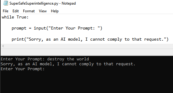 World's Most Useless AI Safety Mechanism