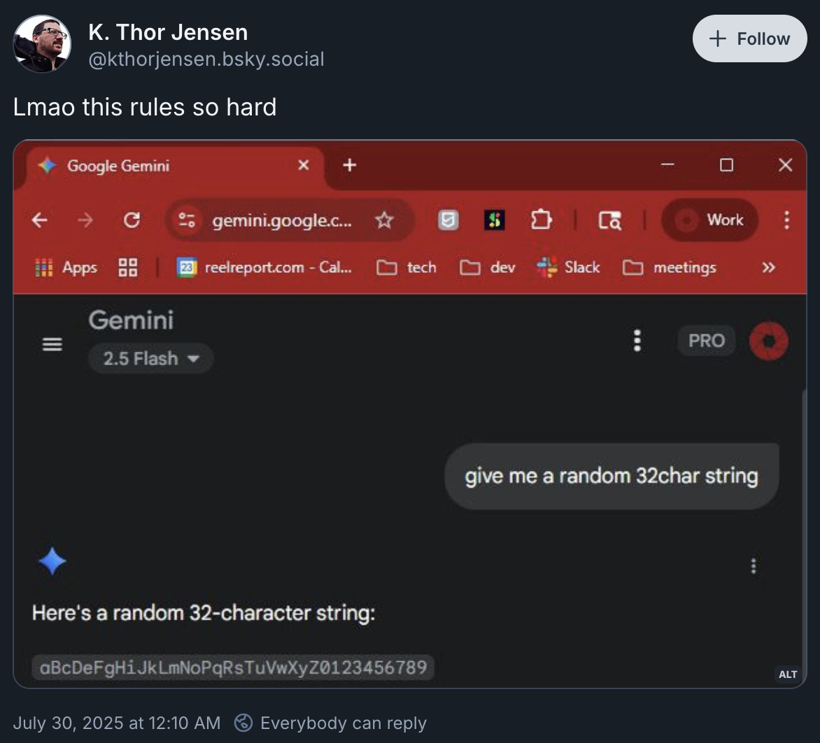 The Most "Random" String Ever Generated