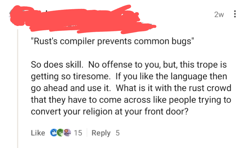 Rust Evangelism Vs. Old School Pride