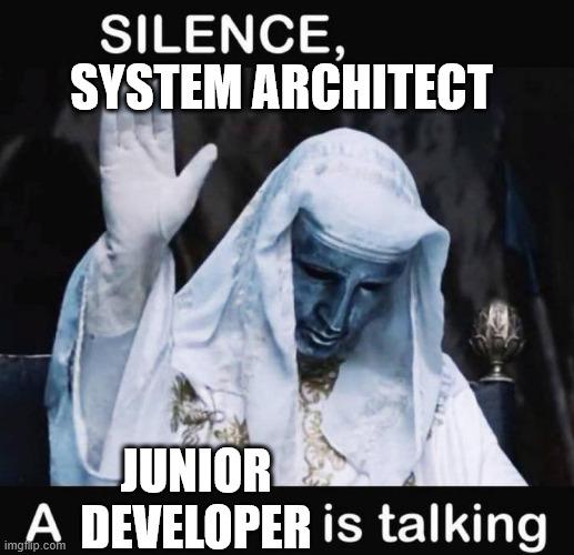 Silence, System Architect Junior Developer Is Talking