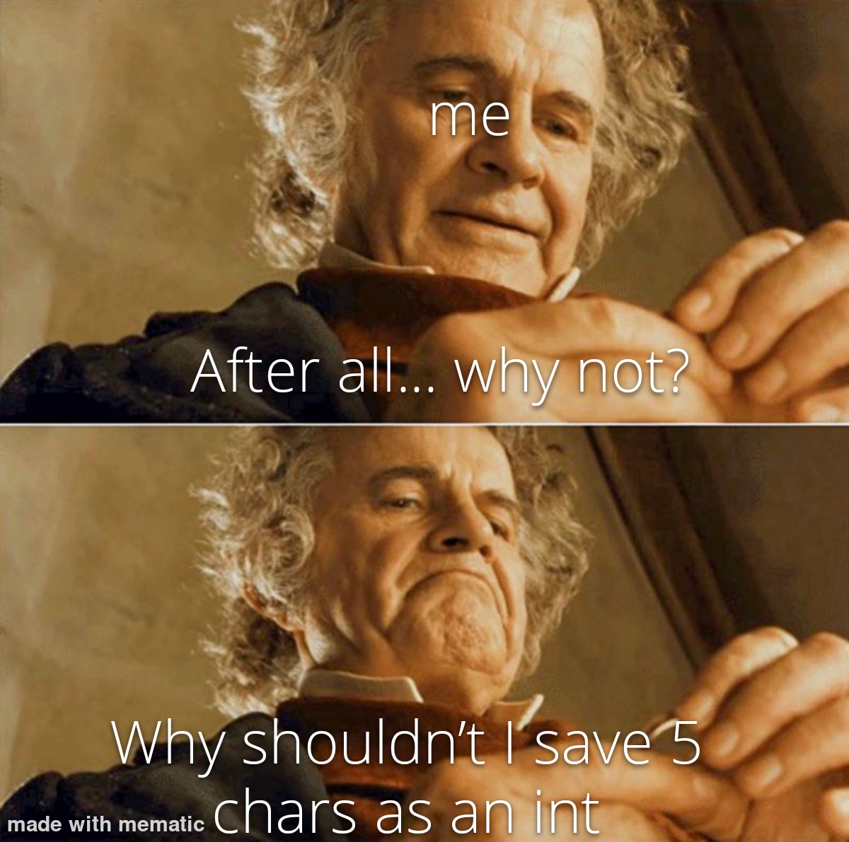 Why Shouldn't I Save 5 Chars As An Int?