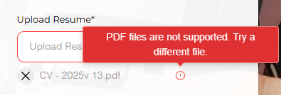 PDF Files Are Not Supported For The PDF Masters