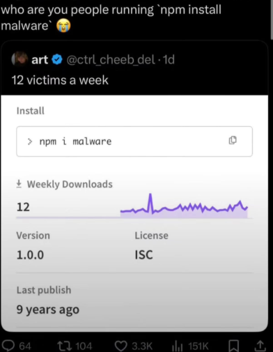 Please Don't Install Malware Using NPM