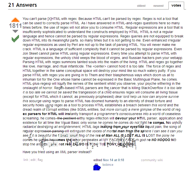 When Regex Meets HTML: A Lovecraftian Horror Story