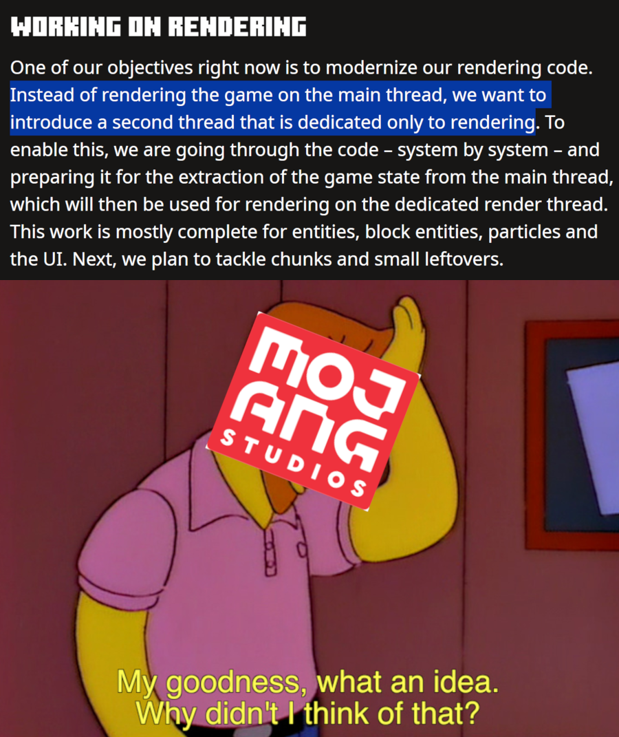 Mojang Discovers Multithreading