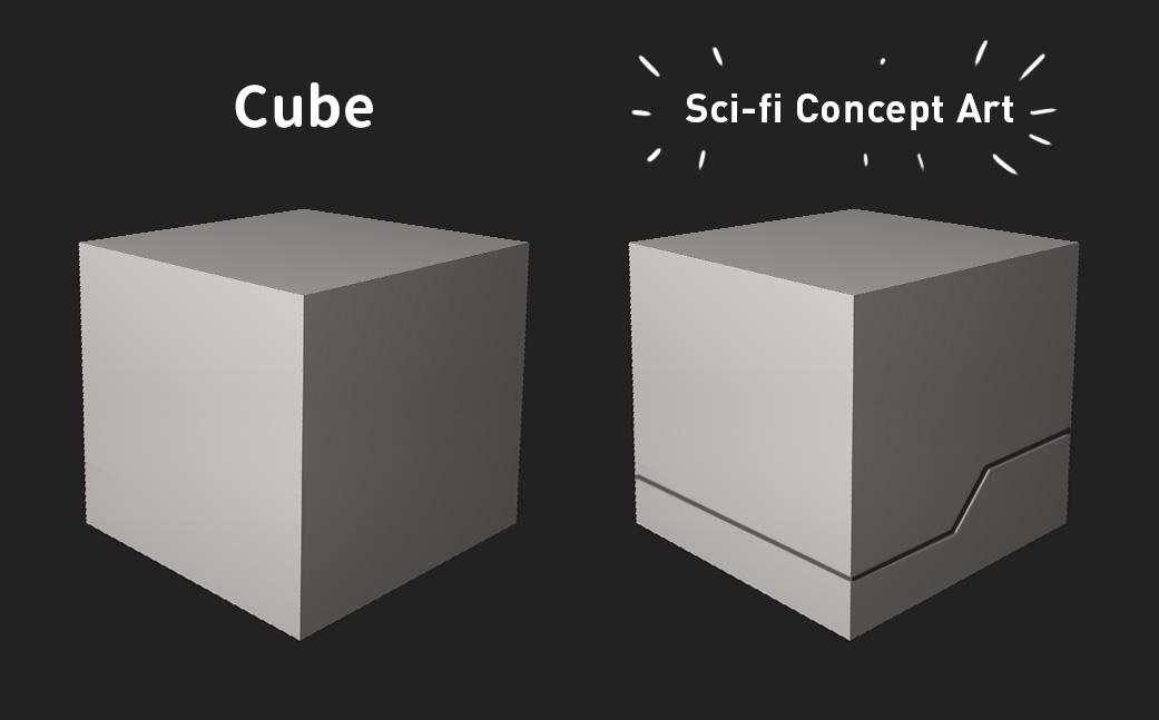 Simple Cube vs. Sci-Fi Concept Art