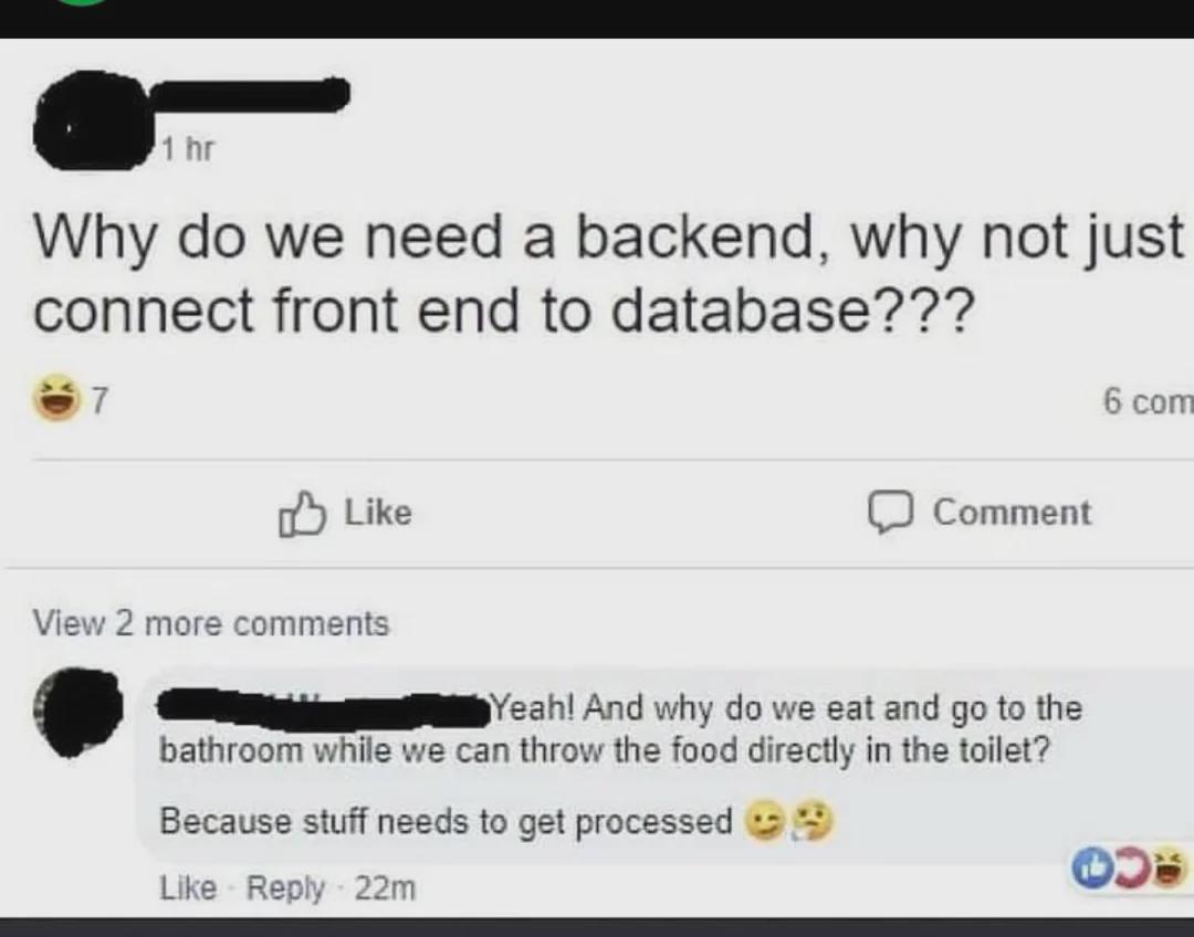 Why Do We Need Backend, Why Don't We Just Connect Front-End To The Database?