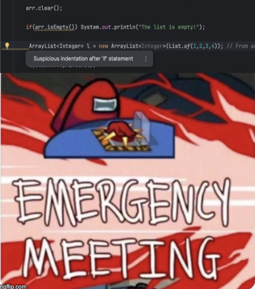 Suspicious Indentation Among Us