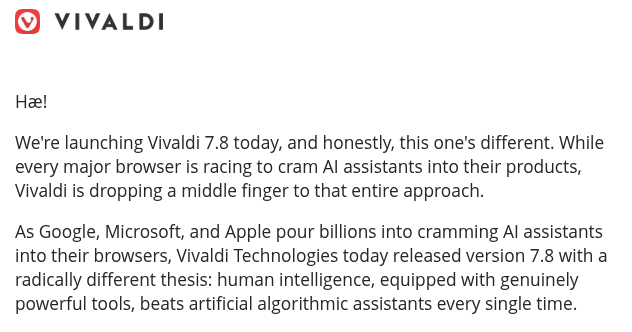 Vivaldi Bringing The Anti-AI Sass!