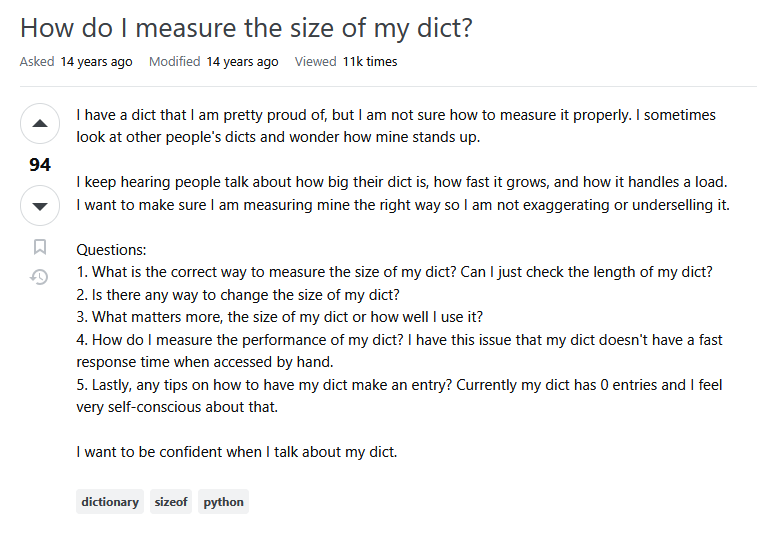 How Do I Measure The Size Of My Dict