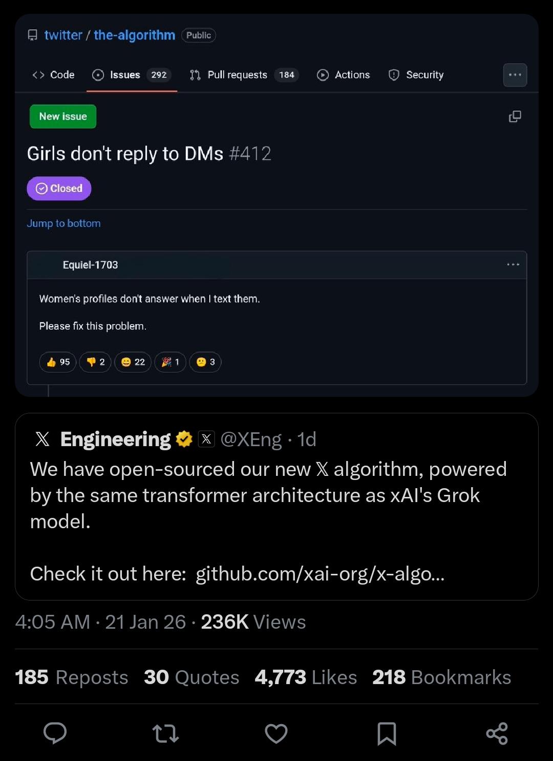 Twitter Algorithm Github Issue