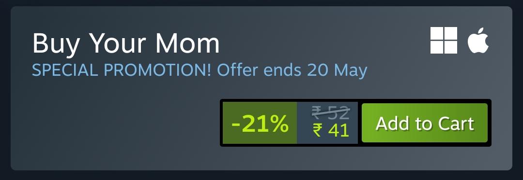 Should I Buy Your Mom? It's On Sale