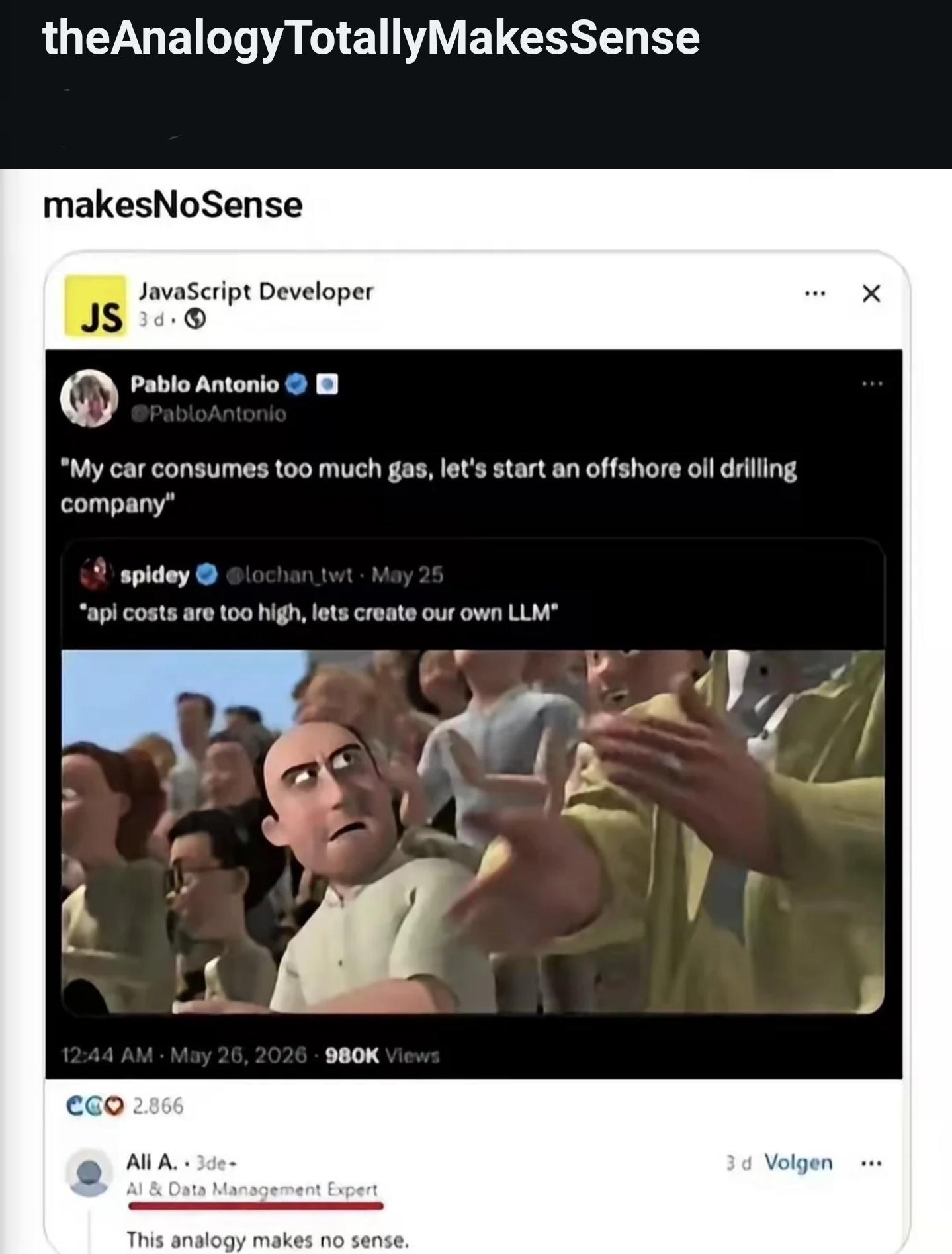 The Analogy Makes Absolutely No Sense