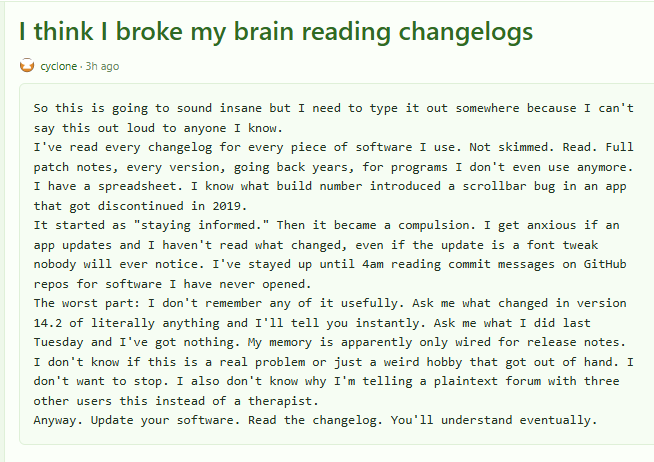 Reading Changelogs