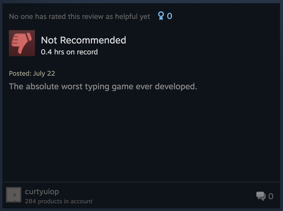 Some Other Developer Made The Best Typing Game Ever. Meanwhile Me:
