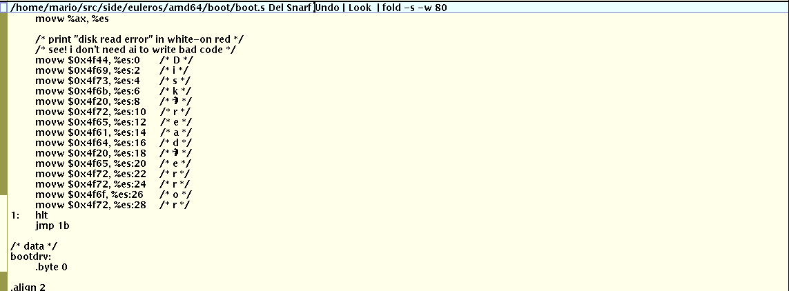 On A Bootloader Where I Was Too Lazy To Implement A String Printing Function
