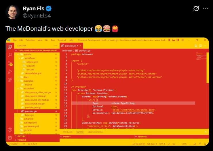 McDonald's Theme In Text Editor