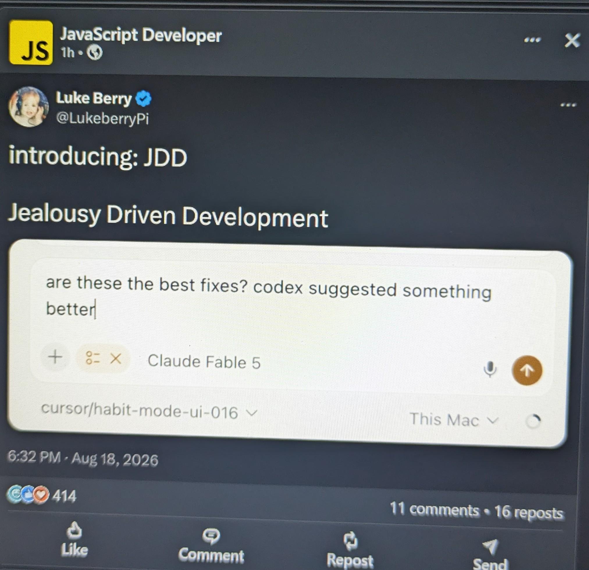 Jealousy Driven Development
