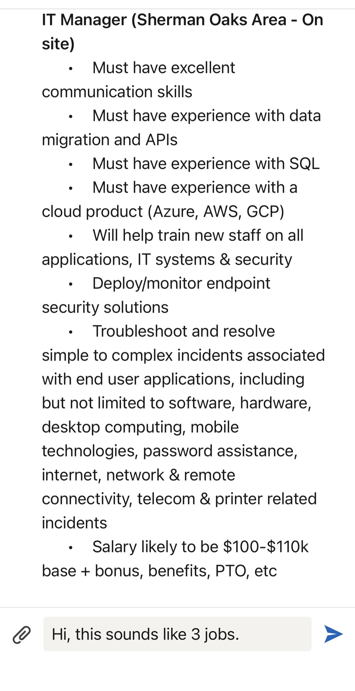 Db Admin, Cloud Admin, Printers, More For $110 K.