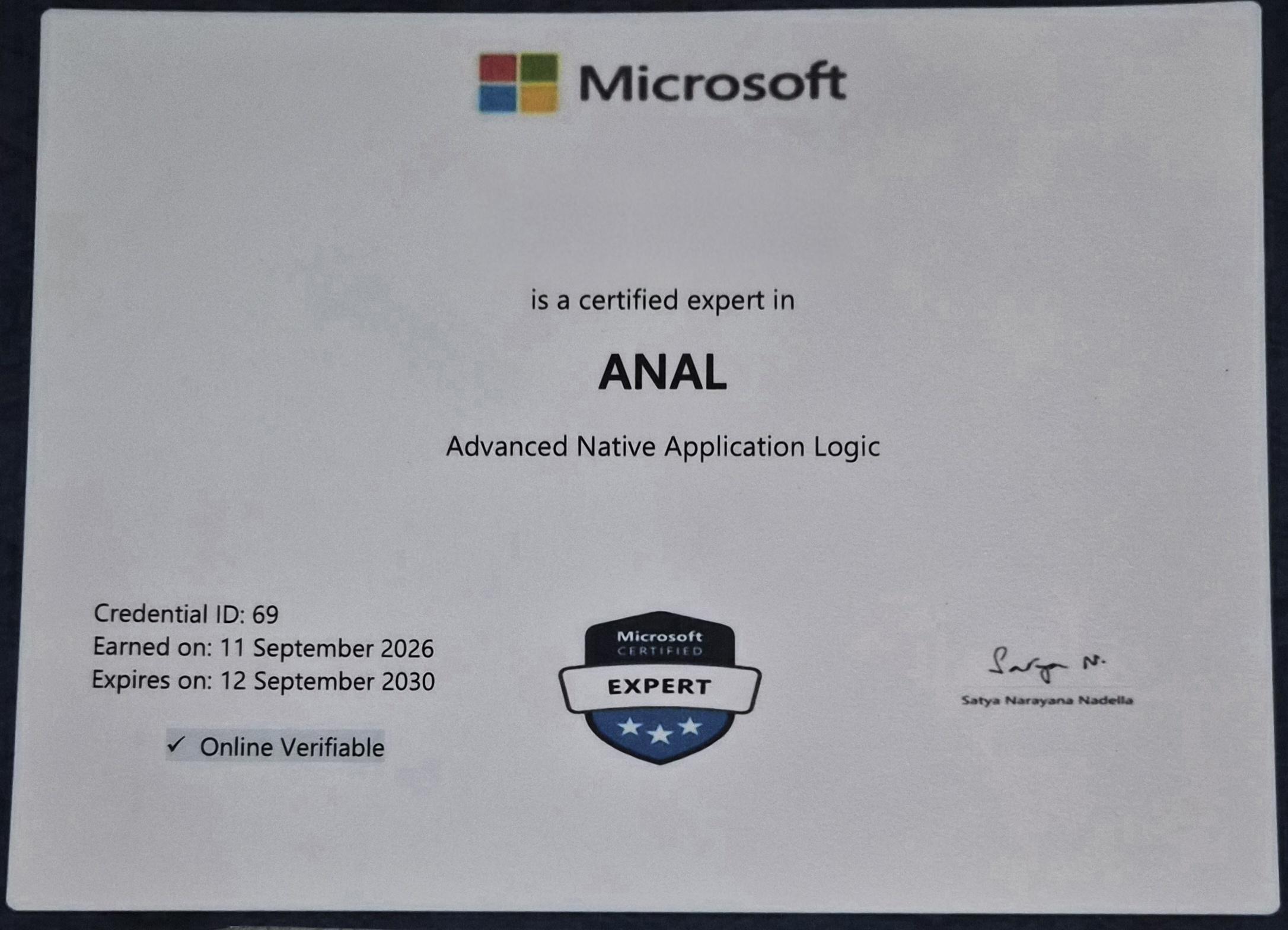 Microsoft Certified Expert