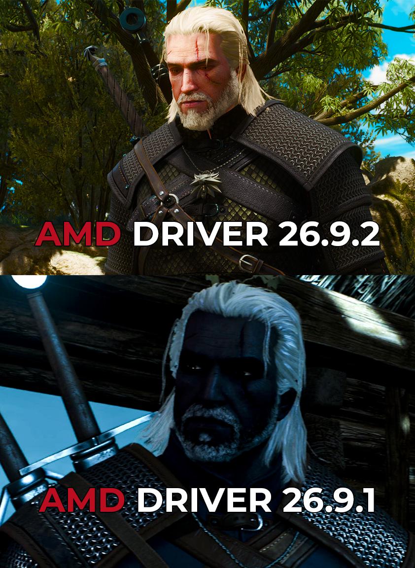 This Is What Geralt Looks Like If You Have Two Different Versions Of The AMD Driver Installed