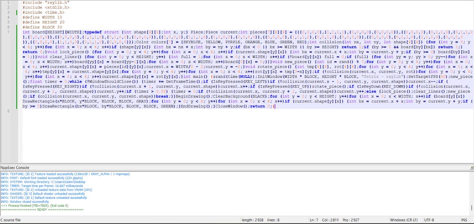 I'm Such A Good Programmer, I Did Tetris In Only 8 Lines!